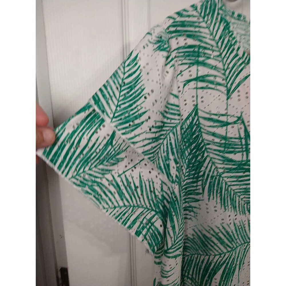 Belle By Belldini Blouse NWT Woman 2X Plus Rainforest V Tie Sheer Ruffle... - Picture 5 of 9